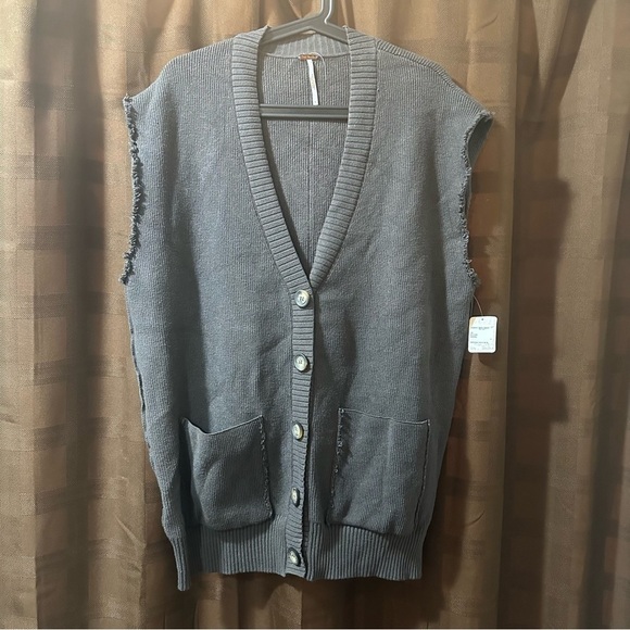NWT Free People Oakleigh Rib Vest in Charcoal size small reg $98 - Picture 10 of 14
